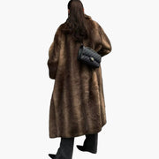 Helga | Damen Warmer Oversized Kunstfell Langer Mantel