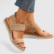 Orthopädische Damensandalen mit Keilabsatz