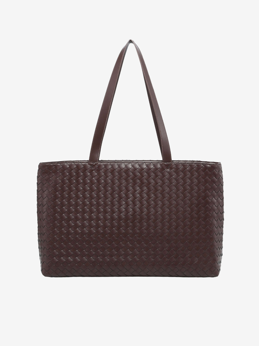 Emilia | Große gewebte Damen-Tote aus veganem Leder mit Reißverschluss