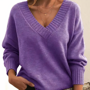 Damen Stilvoller Gestrickter Pullover | V-Ausschnitt