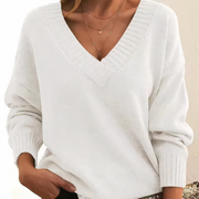 Damen Stilvoller Gestrickter Pullover | V-Ausschnitt