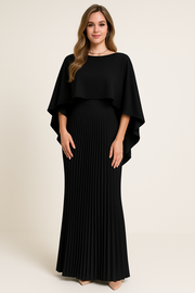 Abendkleid Damen | Plissee-Look & Elegante Cape-Optik
