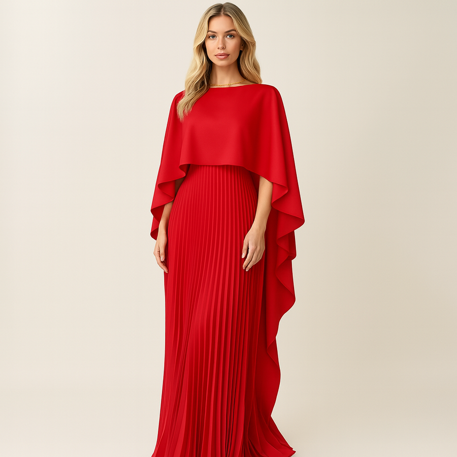 Abendkleid Damen | Plissee-Look & Elegante Cape-Optik