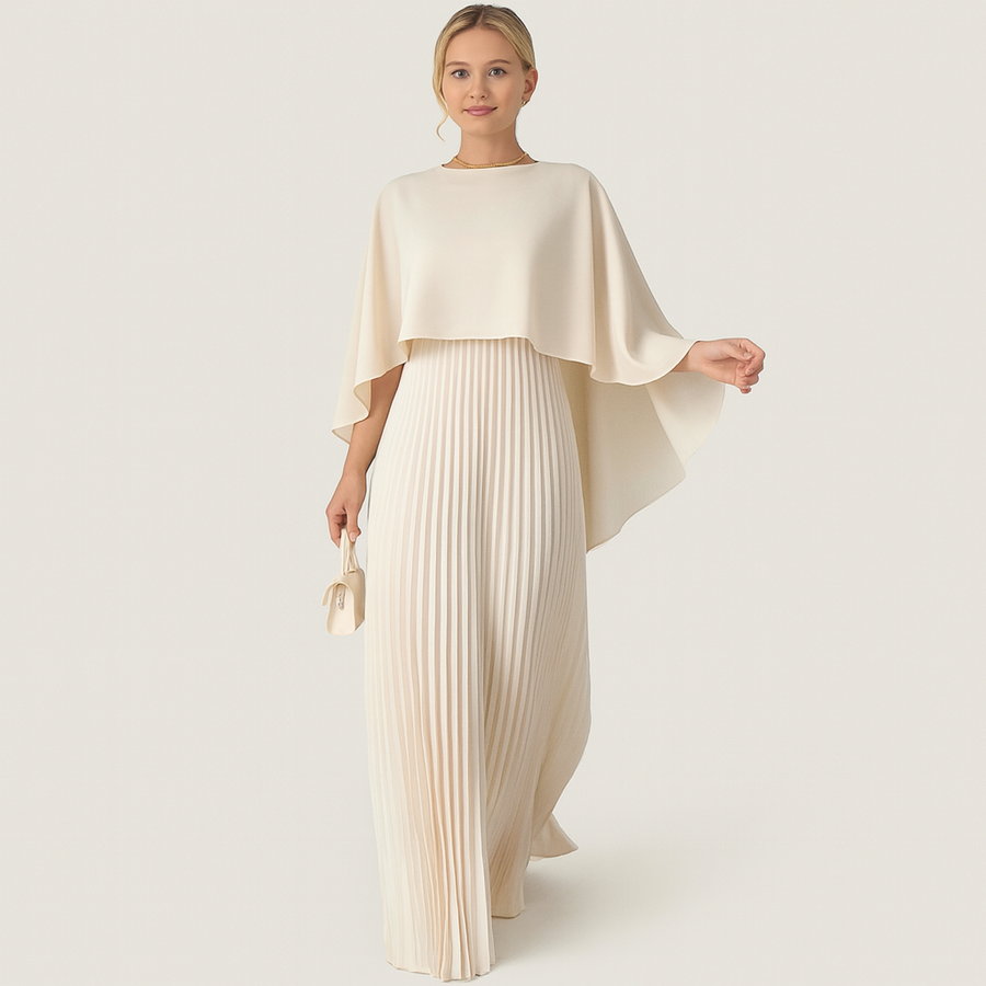 Abendkleid Damen | Plissee-Look & Elegante Cape-Optik