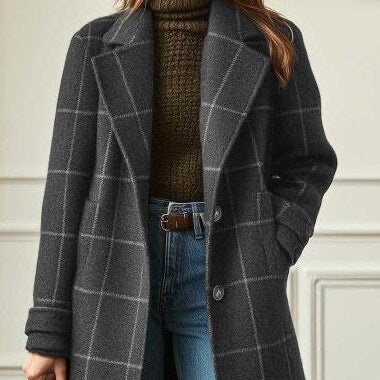VALERIA | ELEGANTER KARIERTER WOLLMANTEL