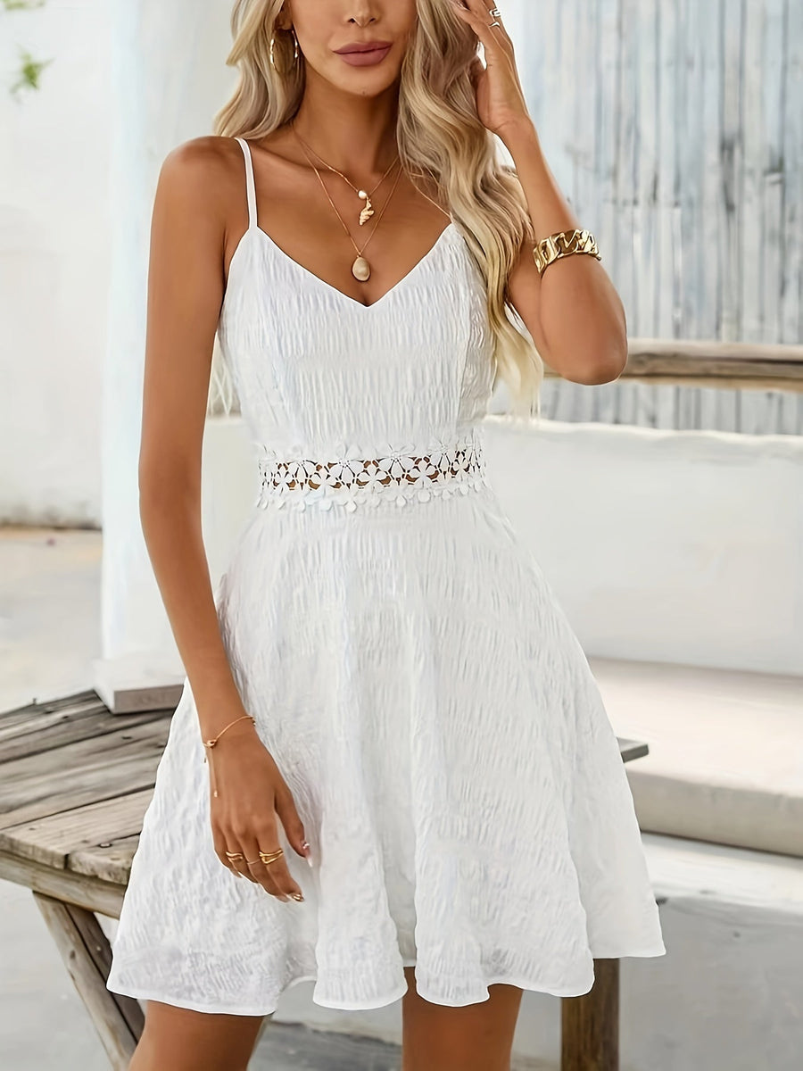 Ärmelloses Kleid aus Baumwollmischung mit Spitzendetail | Sommerkleid