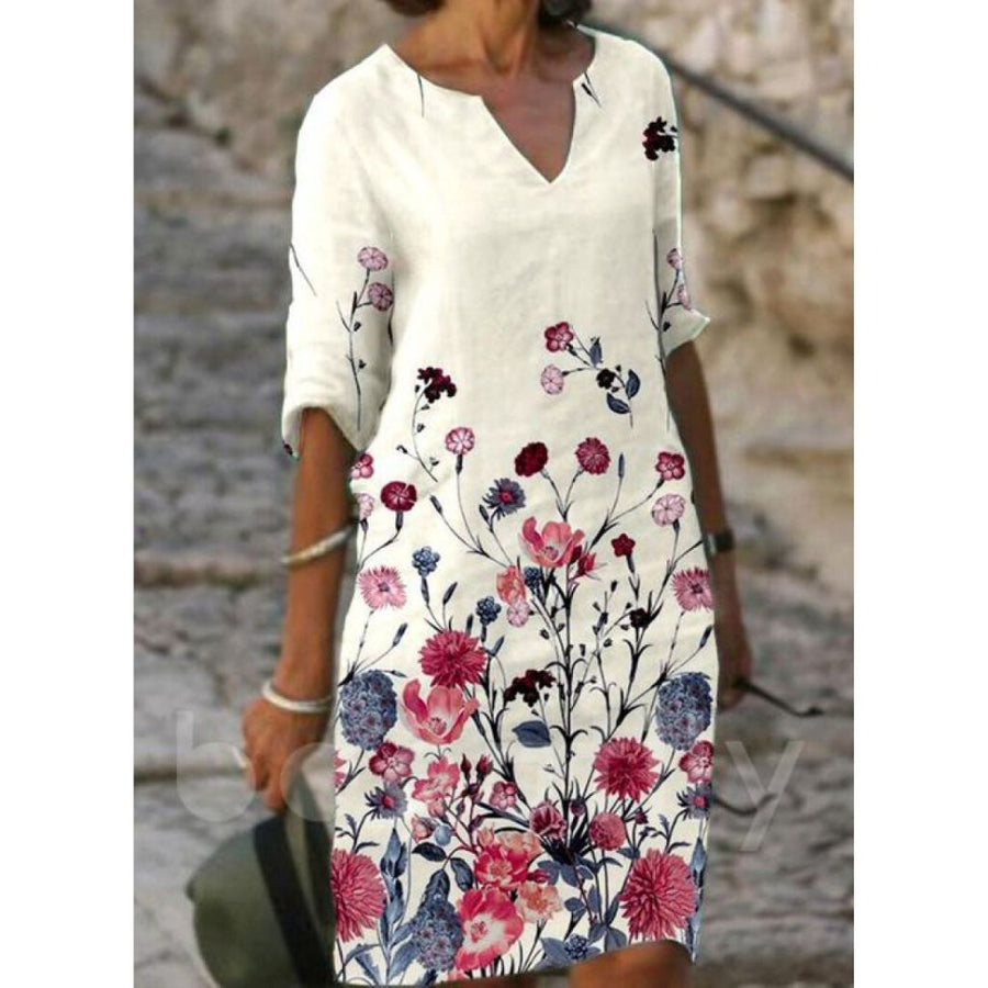 Bezauberndes Leinenkleid mit floralem Muster