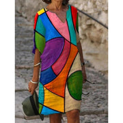Bezauberndes Leinenkleid mit floralem Muster