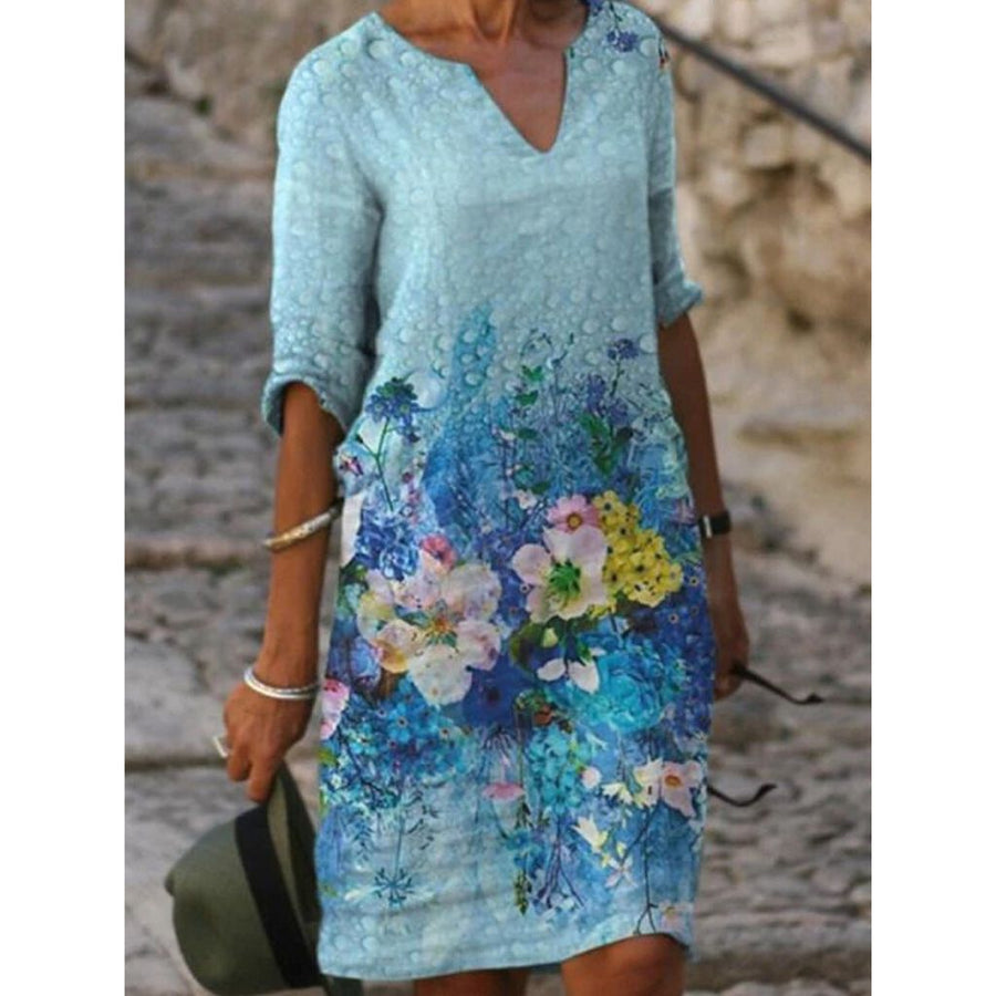 Bezauberndes Leinenkleid mit floralem Muster