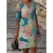 Bezauberndes Leinenkleid mit floralem Muster