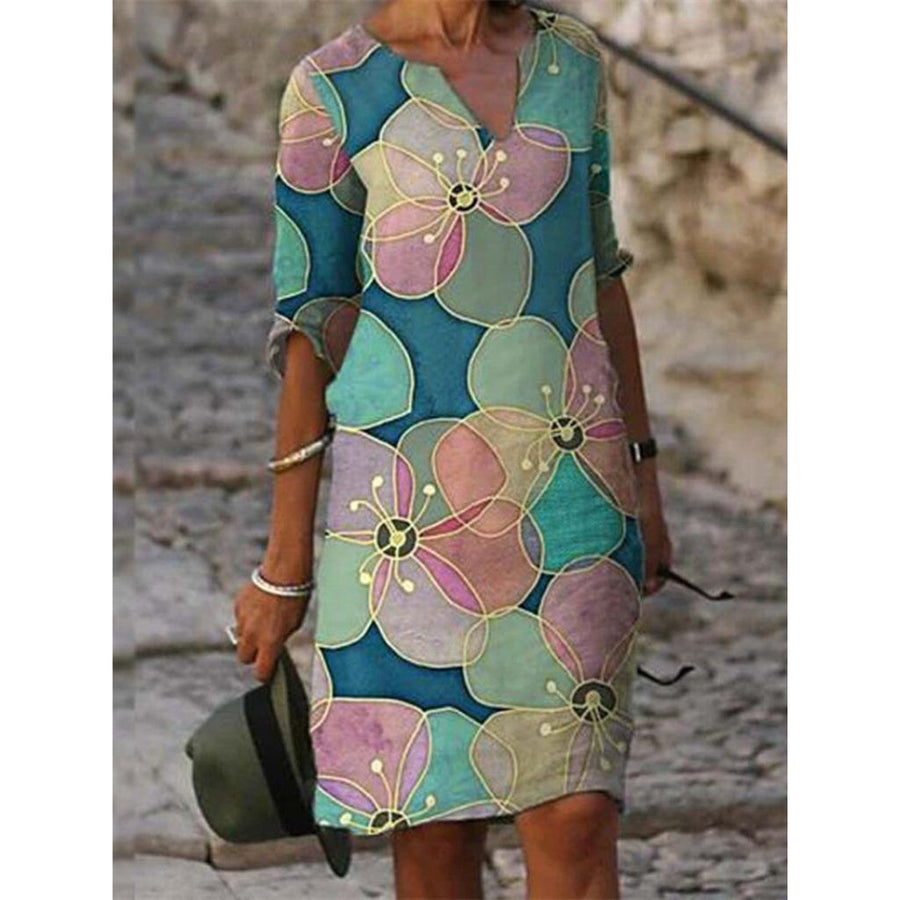 Bezauberndes Leinenkleid mit floralem Muster