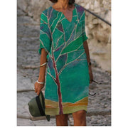 Bezauberndes Leinenkleid mit floralem Muster