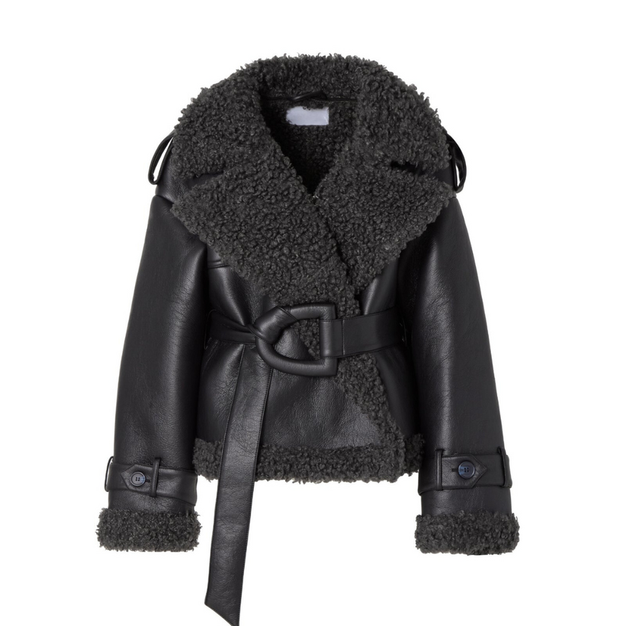 Geraldine™ - Gürtel-Shearling-Mantel