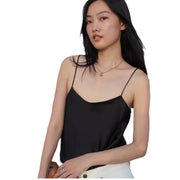 Andrea- Damen elegantes Spaghettiträgershirt aus hochwertigem Satinimitat