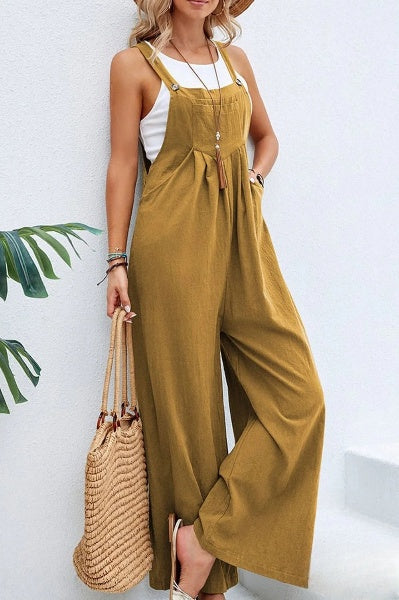Ariane- Damen Eleganter Leichter Jumpsuit Mit Quadratischem Ausschnitt