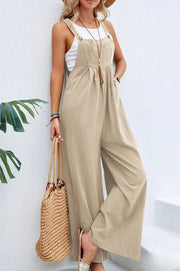 Ariane- Damen Eleganter Leichter Jumpsuit Mit Quadratischem Ausschnitt