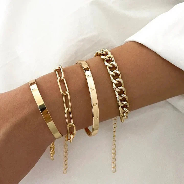 Set di bracciali color oro regolabili 4 pezzi