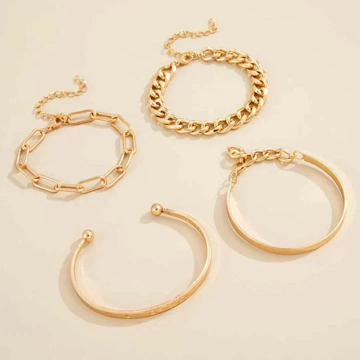 Set di bracciali color oro regolabili 4 pezzi