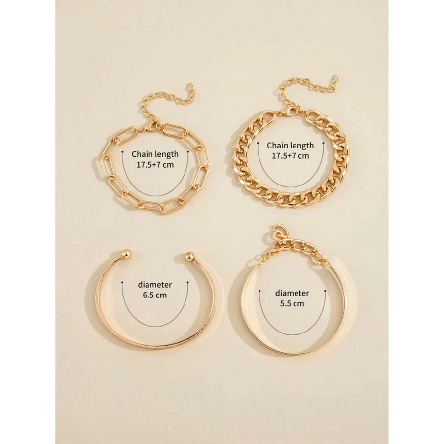 Set di bracciali color oro regolabili 4 pezzi