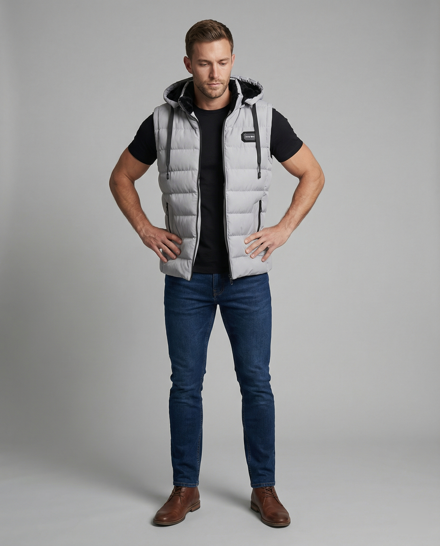 Gilet imbottito con cappuccio senza maniche | Moda donna