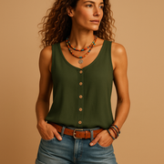 Top smanicato da donna con scollo a V | Moda estiva