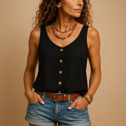 Top smanicato da donna con scollo a V | Moda estiva