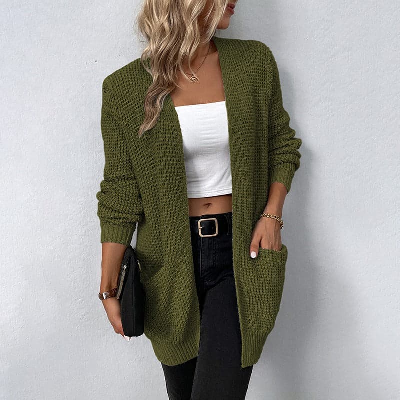 Damen Strickjacke mit V-Ausschnitt – Lässiger und gemütlicher Cardigan für Herbst und Winter