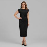 Abito da sera con collo alla coreana donna | Elegante vestito midi per matrimoni