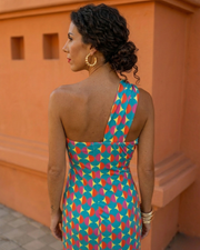 Asymmetrisches One-Shoulder Midikleid Damen Sommer