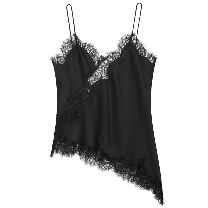 Top slip asimmetrico nero | Camisole da donna