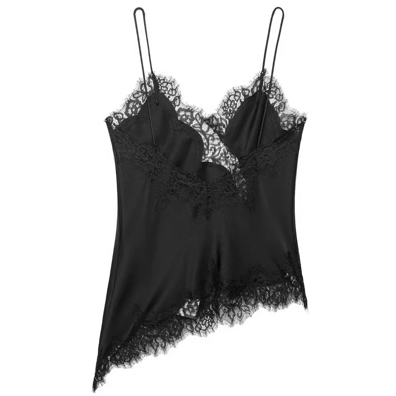 Top slip asimmetrico nero | Camisole da donna
