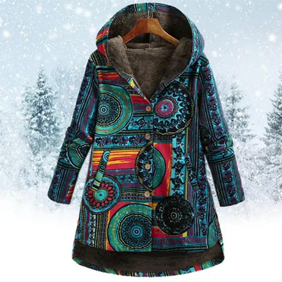 Damen Jacke Mit Blumenmuster Und Kapuze | Winter