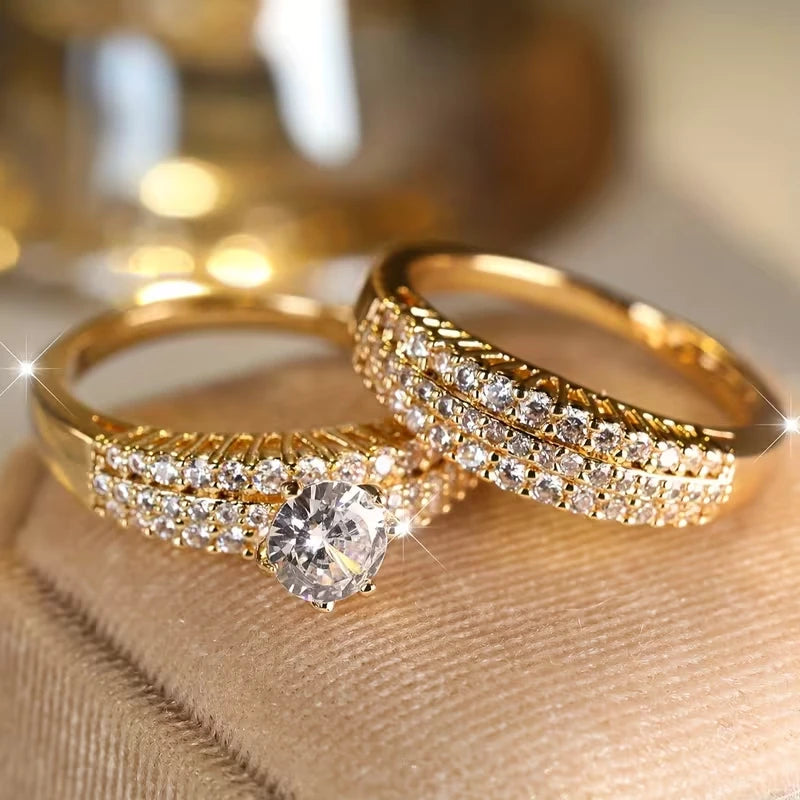 Aurora | Set di anelli da sposa da donna con zirconi