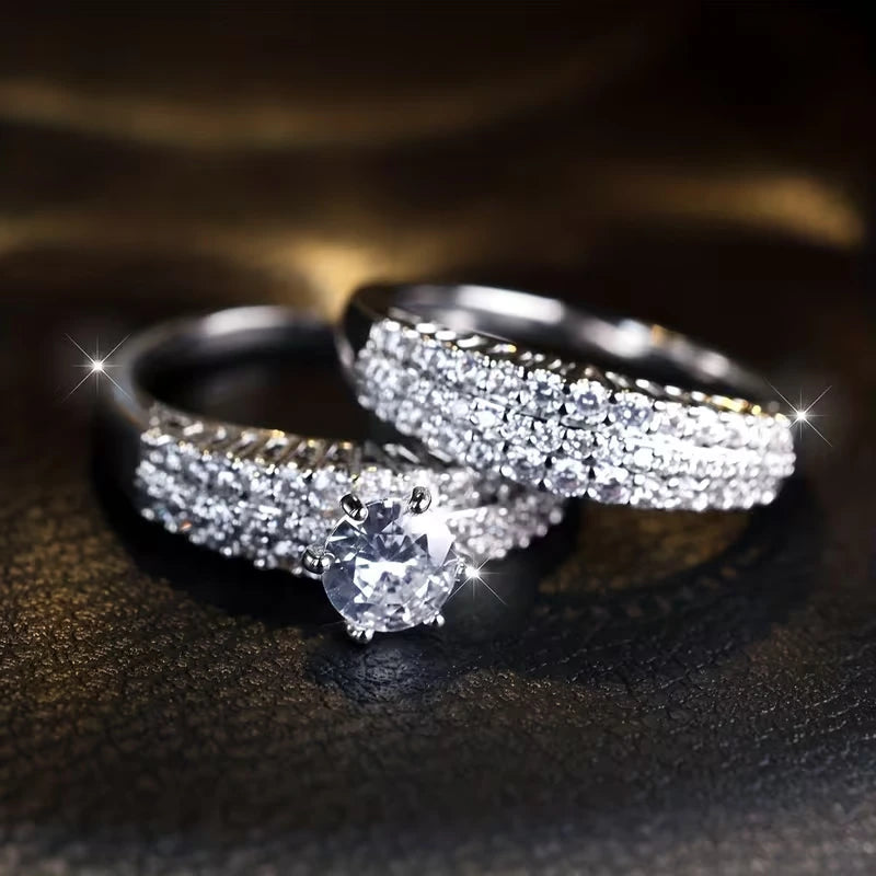 Aurora | Set di anelli da sposa da donna con zirconi