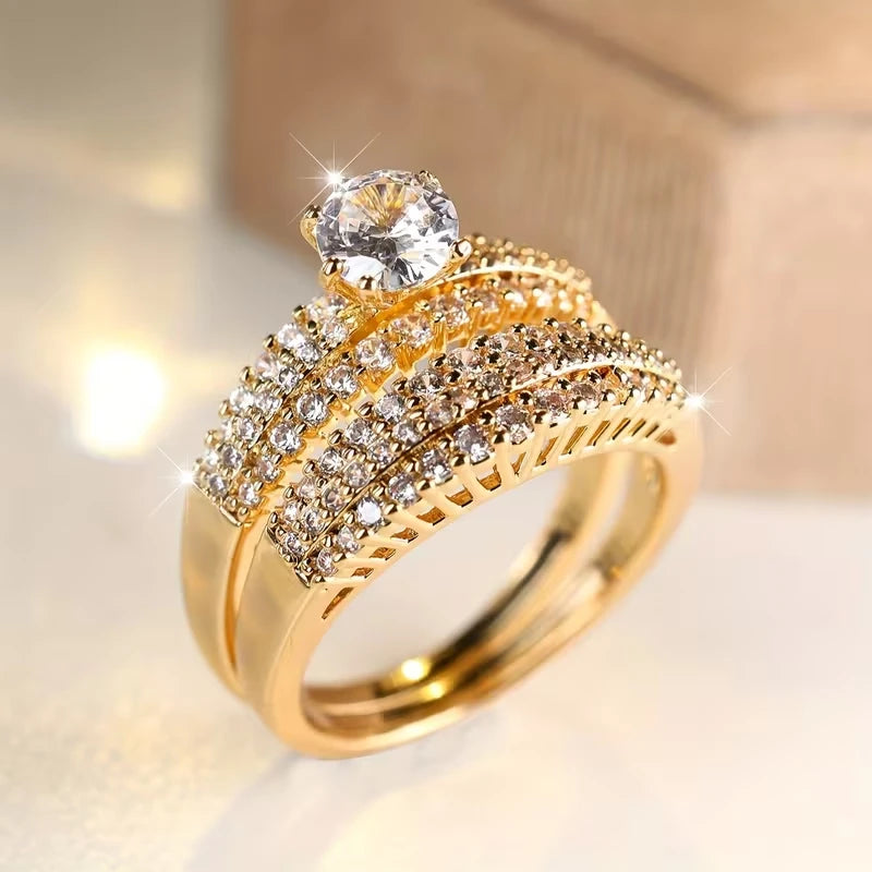 Aurora | Set di anelli da sposa da donna con zirconi