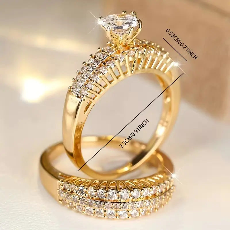 Aurora | Set di anelli da sposa da donna con zirconi