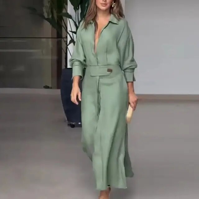 Rebecca - Langärmeliges Kleid mit verstellbarem Gürtel