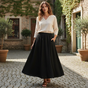 Gonna elegante in lino da donna | Vita alta e pieghe