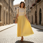 Gonna elegante in lino da donna | Vita alta e pieghe
