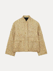 Lässige Tweedjacke Für Damen | Goldene Pailletten