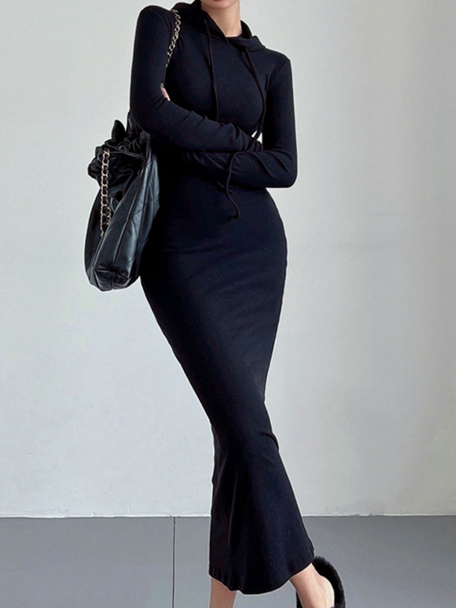 Bequemes | Stylische Herbst Freizeitkleid Mit Kapuze Und Kordelzug Für Frauen für dich