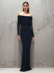 Elegantes Schulterfreies Maxikleid Für Frauen