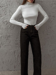 Edith | Damen Frühlings Bequemes Mock-Neck Top