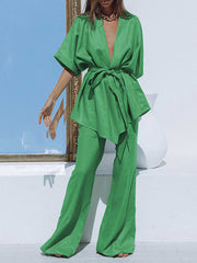 Zweiteiliges Oversize-Leinen-Set – Atmungsaktive Baumwoll-Leinen-Mischung