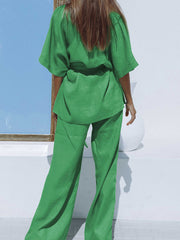 Zweiteiliges Oversize-Leinen-Set – Atmungsaktive Baumwoll-Leinen-Mischung