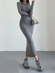 Bequemes | Stylische Herbst Freizeitkleid Mit Kapuze Und Kordelzug Für Frauen für dich