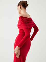 Elegantes Schulterfreies Maxikleid Für Frauen