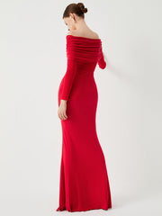 Elegantes Schulterfreies Maxikleid Für Frauen