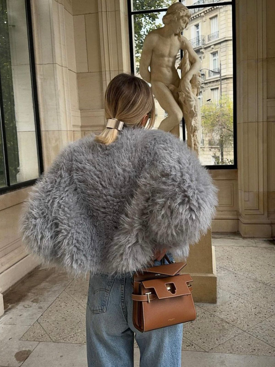 Manteau Court en Fausse Fourrure Élégant