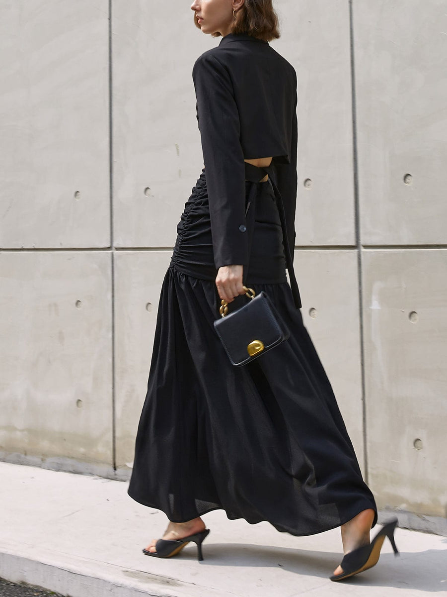 Emilia | Elegantes Zweiteiler-Set mit Cropped Blazer & Maxi-Rock